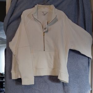 Crown & Ivy White 3/4 Zip-Up Fleece